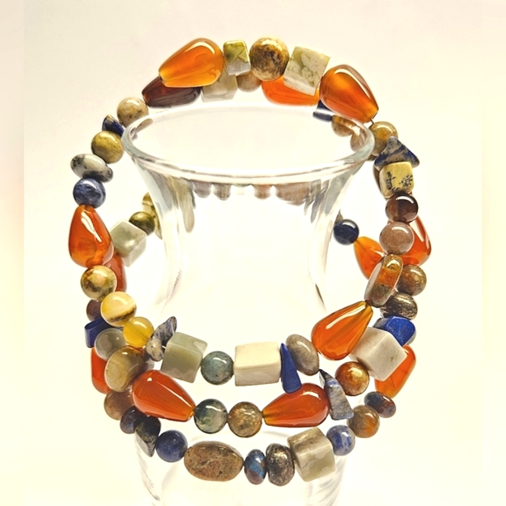 Natural Stone Memory Wire Bracelet